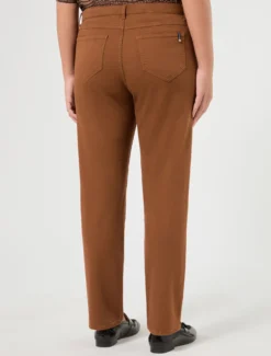 Pantaloni slim in cotone - MARRONE