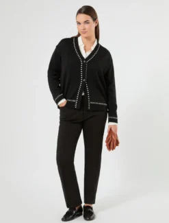 Pantaloni slim in cotone - NERO