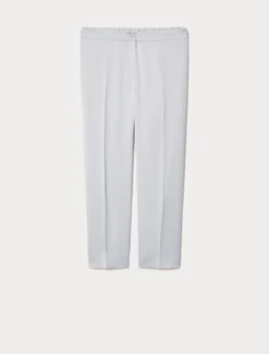 Pantaloni slim in crêpe envers satin - GRIGIO PERLA