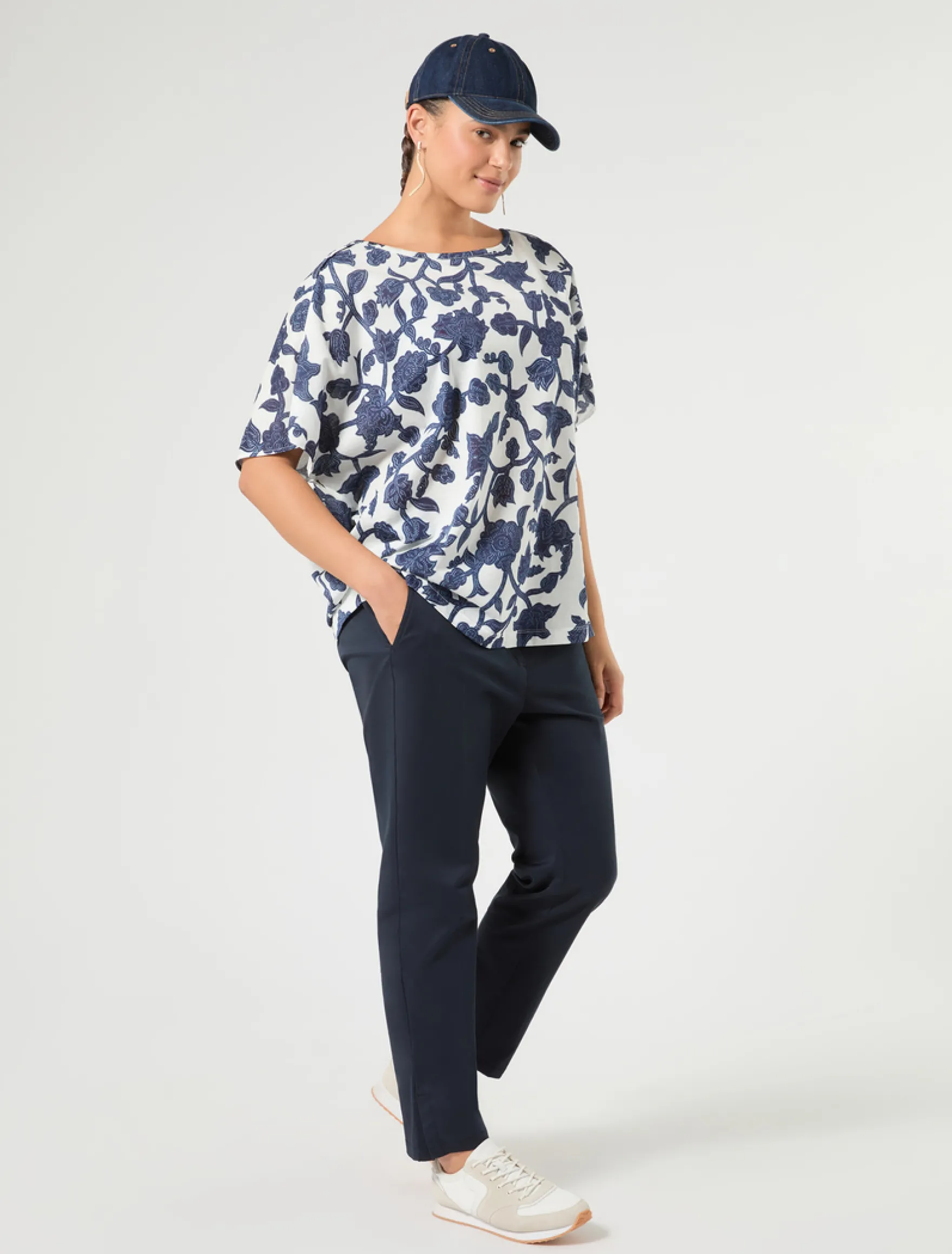 Pantaloni slim in gabardina - BLU