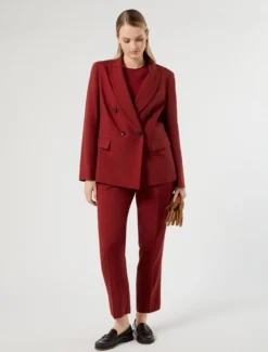 Pantaloni slim in stuoia mélange - BORDEAUX