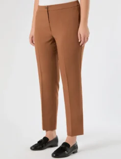 Pantaloni slim in stuoia mélange - CUOIO