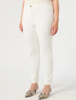 Pantaloni slim in tela di cotone - BIANCO