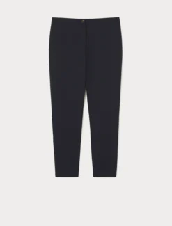 Pantaloni slim in tela di cotone - BLU NOTTE