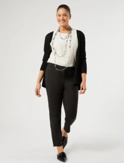 Pantaloni slim in tela di cotone - NERO