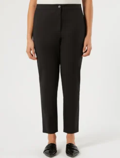 Pantaloni slim in tela di cotone - NERO