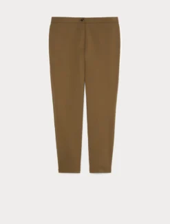Pantaloni slim in tela di cotone - VERDE KAKI