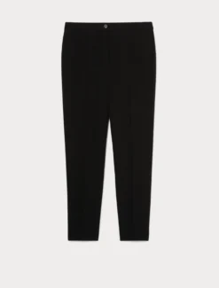 Pantaloni slim in tessuto diagonale - NERO