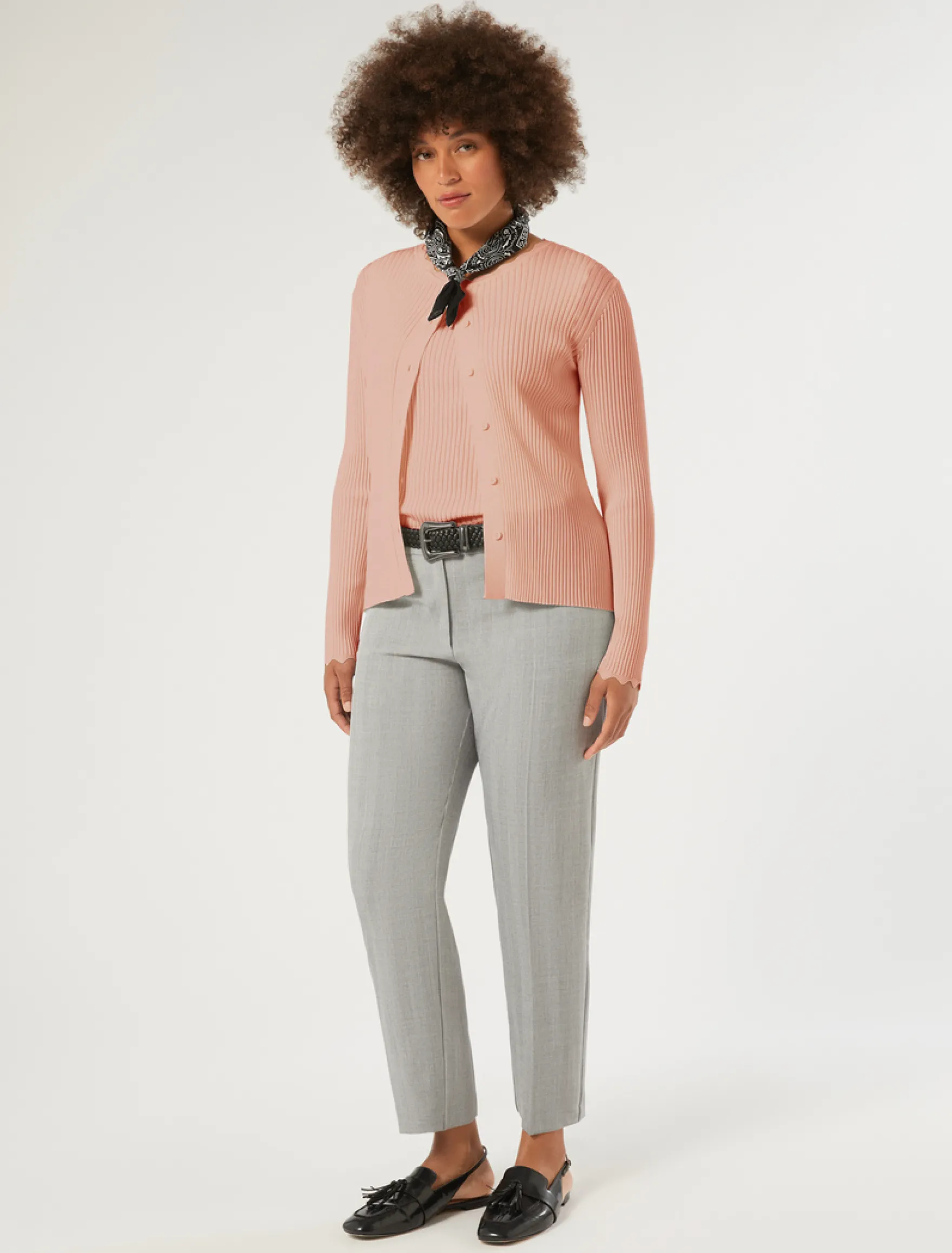 Pantaloni slim in twill - GRIGIO MEDIO
