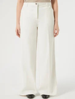 Pantaloni wide leg in cotone - BIANCO