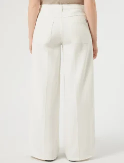 Pantaloni wide leg in cotone - BIANCO