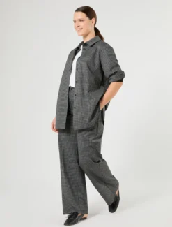 Pantaloni wide leg in jersey - NERO BIANCO