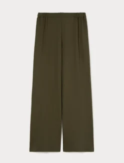 Pantaloni wide leg in jersey - VERDE OLIVA