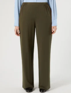 Pantaloni wide leg in jersey - VERDE OLIVA