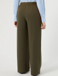 Pantaloni wide leg in jersey - VERDE OLIVA