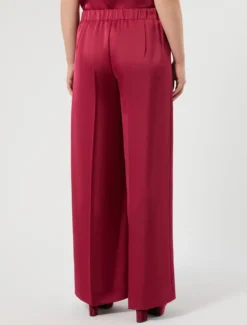 Pantaloni wide leg in raso - FUXIA