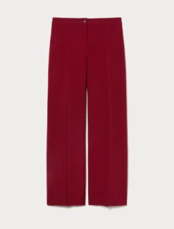 Pantaloni wide leg in stuoia mélange - BORDEAUX