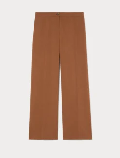 Pantaloni wide leg in stuoia mélange - CUOIO