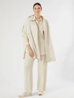 Parka in microtwill antigoccia - ECRU