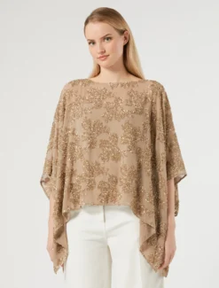 Poncho in chiffon - TORTORA