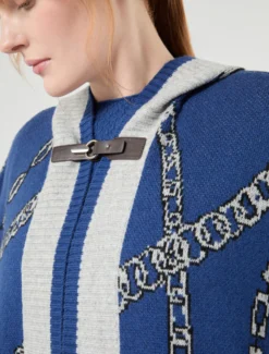 Poncho in lana e cachemire - BLU GRIGIO