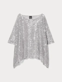 Poncho in paillettes - GRIGIO PERLA