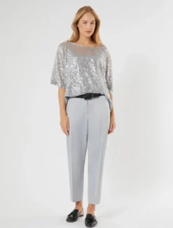 Poncho in paillettes - GRIGIO PERLA