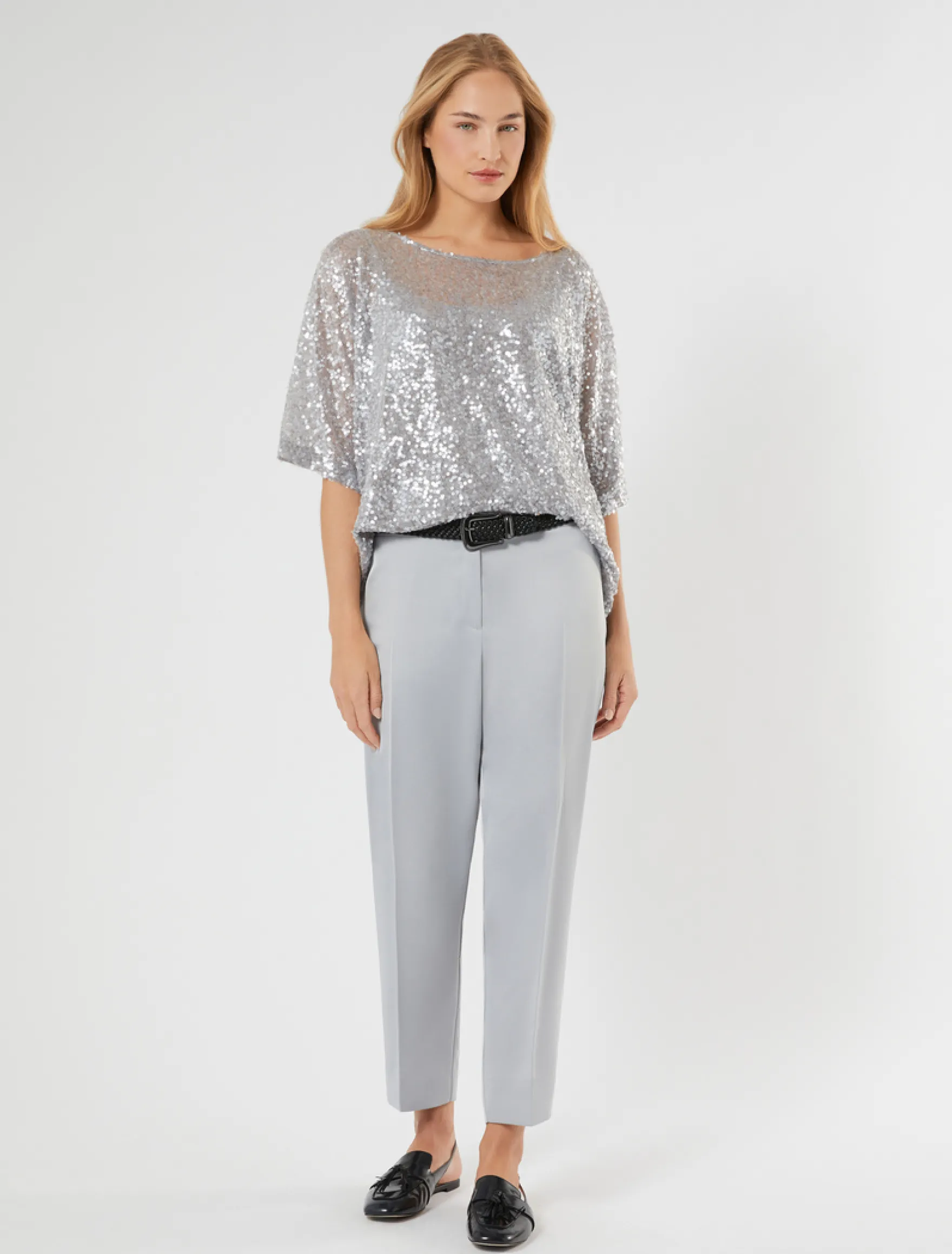 Poncho in paillettes - GRIGIO PERLA