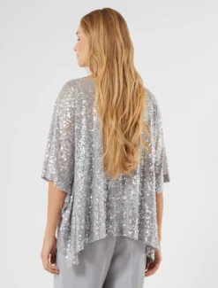 Poncho in paillettes - GRIGIO PERLA