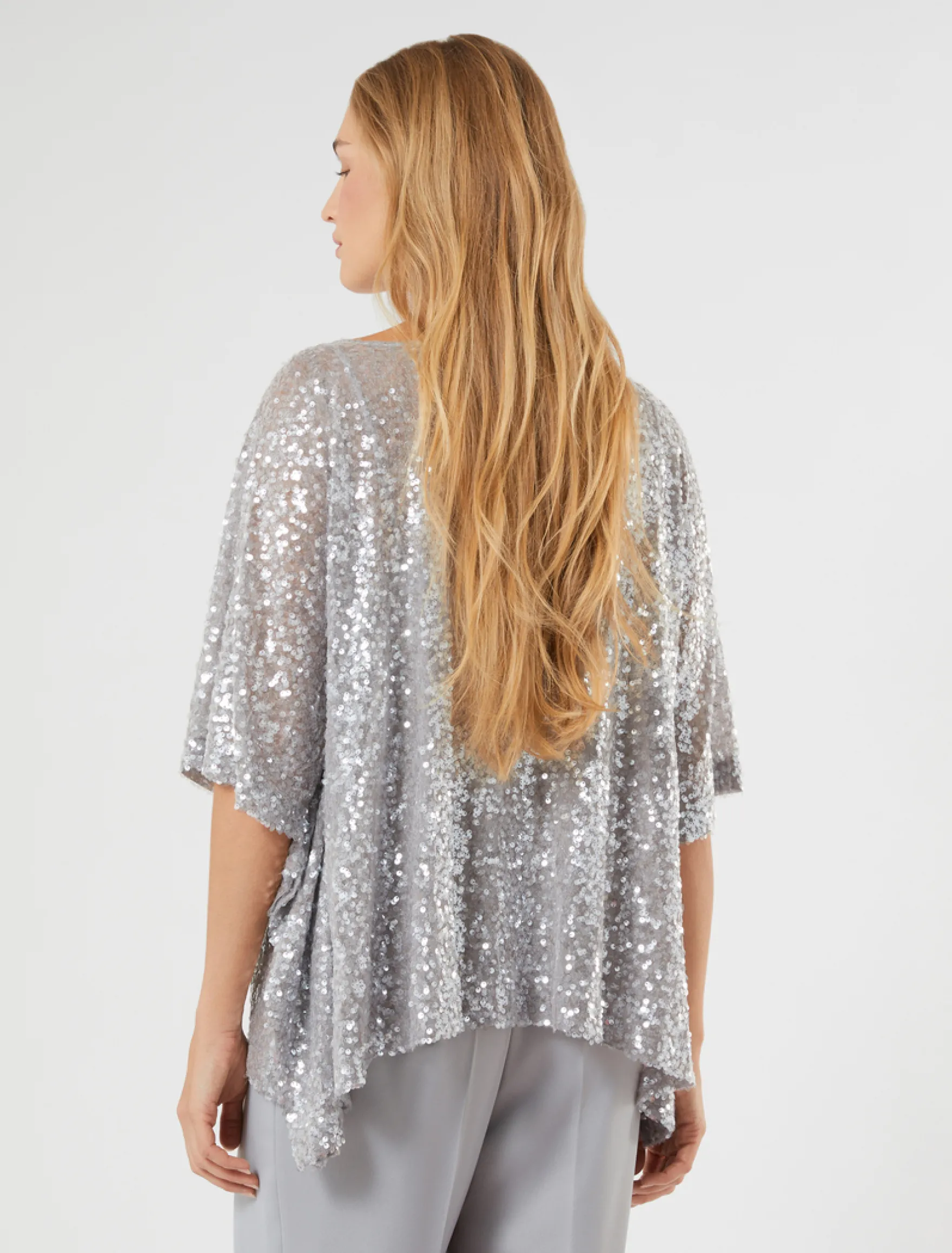 Poncho in paillettes - GRIGIO PERLA