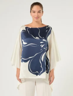 Poncho in raso di seta - BIANCO AVORIO