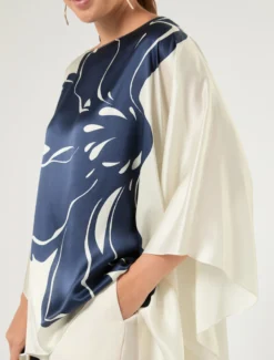 Poncho in raso di seta - BIANCO AVORIO