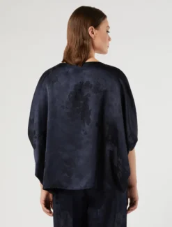 Poncho jacquard - BLU NOTTE