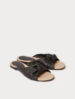 Sandali mules in pelle - MARRONE SCURO