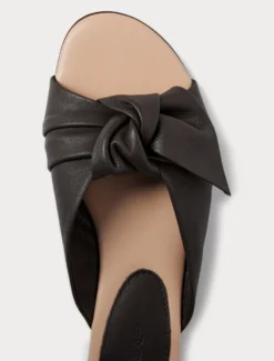 Sandali mules in pelle - MARRONE SCURO