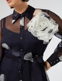 Spilla a fiore in organza - BIANCO AVORIO