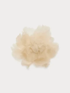 Spilla a fiore in organza di seta - GHIACCIO