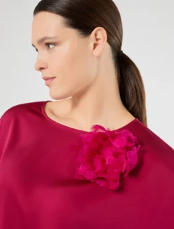 Spilla a fiore in organza di seta - ROSA
