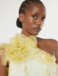 Spilla a fiore in organza - GIALLO CHIARO