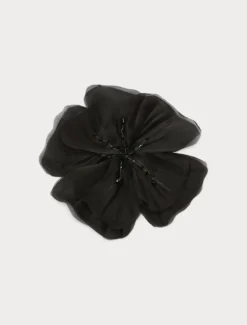 Spilla in organza di seta - NERO