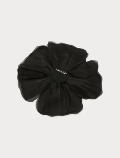 Spilla in organza di seta - NERO