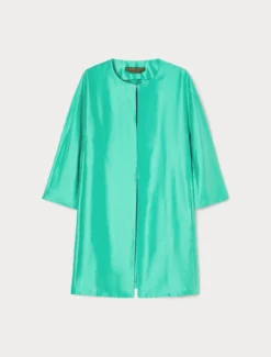Spolverino in shantung di seta - VERDE PASTELLO