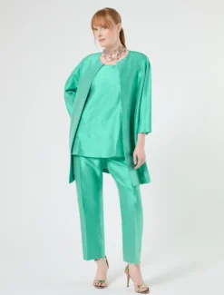 Spolverino in shantung di seta - VERDE PASTELLO