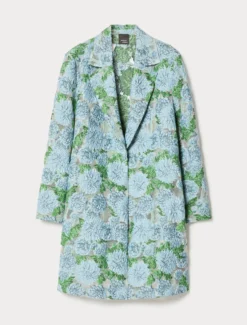 Spolverino jacquard a fiori - AZZURRO