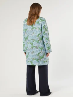 Spolverino jacquard a fiori - AZZURRO