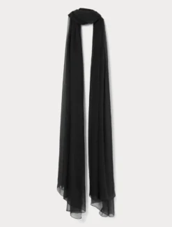 Stola in chiffon di seta - NERO