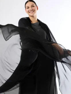 Stola in chiffon di seta - NERO
