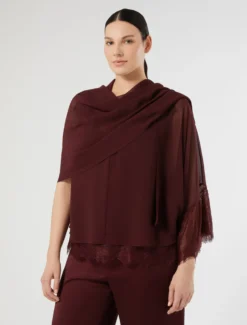 Stola in georgette con pizzo - ROSSO VIOLA