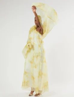 Stola in organza di seta - GIALLO CHIARO