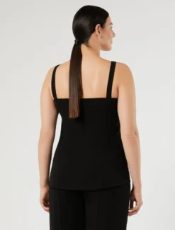 Top in cady con ricamo - NERO